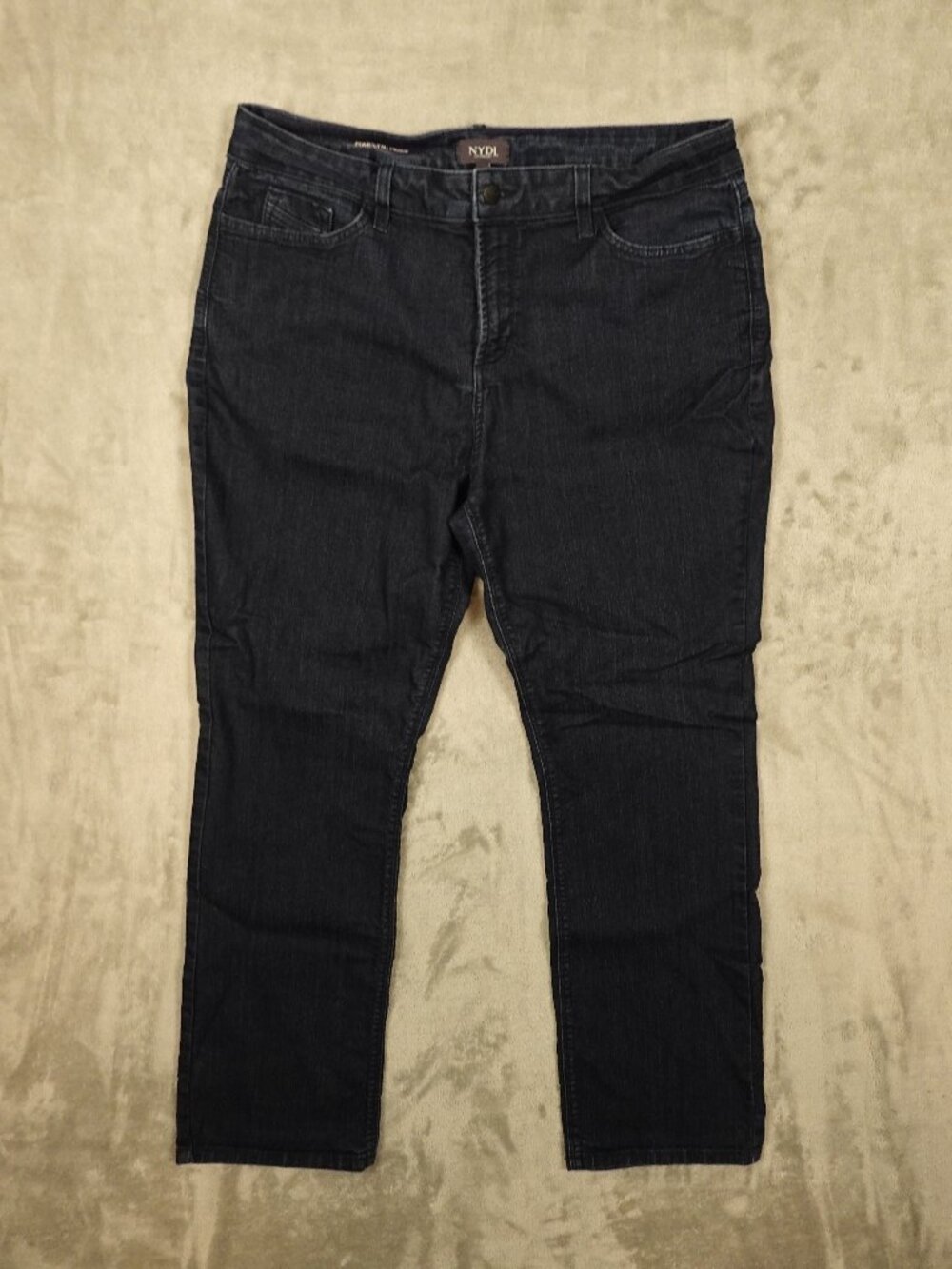 NYDJ Marilyn Straight Jeans Women's 16 Short Dark Wash Lift Tuck Denim